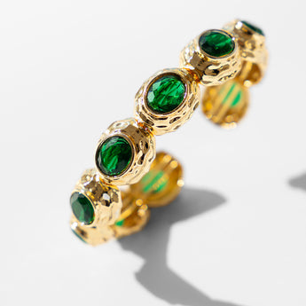 Katerina Psoma gold plated metal bracelet with green crystals