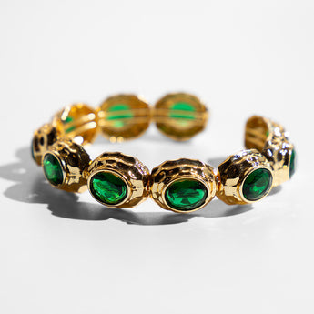 Katerina Psoma gold plated metal bracelet with green crystals