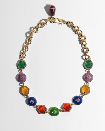 Katerina Psoma short necklace with semiprecious colored stones and crystals