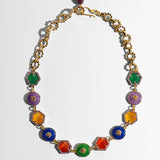 Katerina Psoma short necklace with semiprecious colored stones and crystals