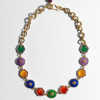 Katerina Psoma short necklace with semiprecious colored stones and crystals