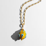 Katerina Psoma Easter Murano Egg with Gold plated chain fiorato yellow