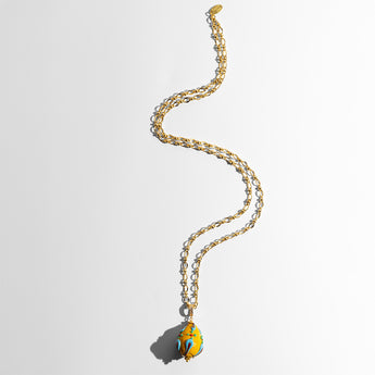 Katerina Psoma Easter Murano Egg with Gold plated chain fiorato yellow