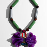 Katerina Psoma short resin necklace in green and violet