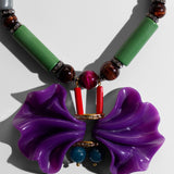 Katerina Psoma short resin necklace in green and violet
