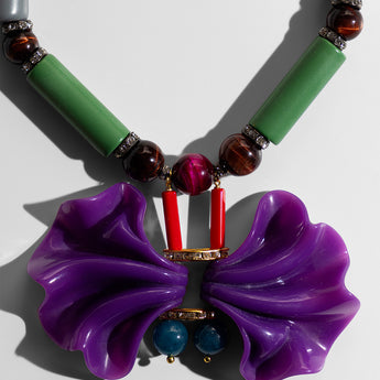 Katerina Psoma short resin necklace in green and violet