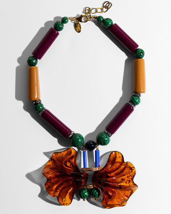 Katerina Psoma short resin necklace n brown and violet