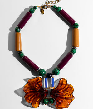 Katerina Psoma short resin necklace n brown and violet