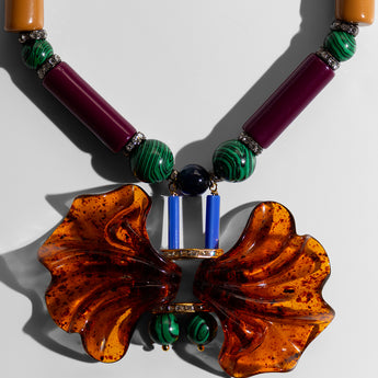 Katerina Psoma short resin necklace n brown and violet