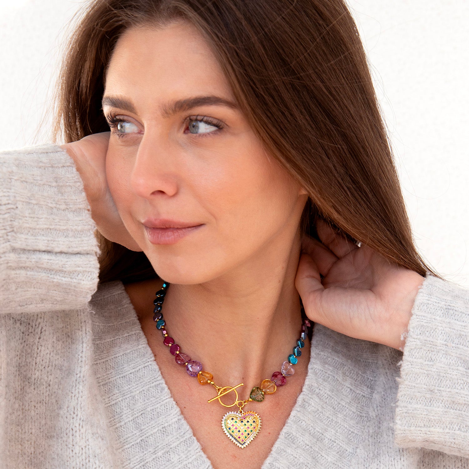 Katerina Psoma Prisma Heart Necklace Multicolored