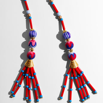 Katerina Psoma x Nimo long red tassel necklace
