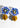 Katerina Psoma Blue fabric clip earrings with raffia beads