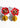 Katerina Psoma Red fabric clip earrings with raffia beads