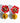 Katerina Psoma Red fabric clip earrings with raffia beads