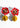 Katerina Psoma Red fabric clip earrings with raffia beads