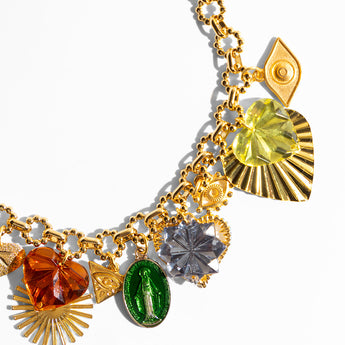Katerina Psoma Gold  short necklace with colorful charms 