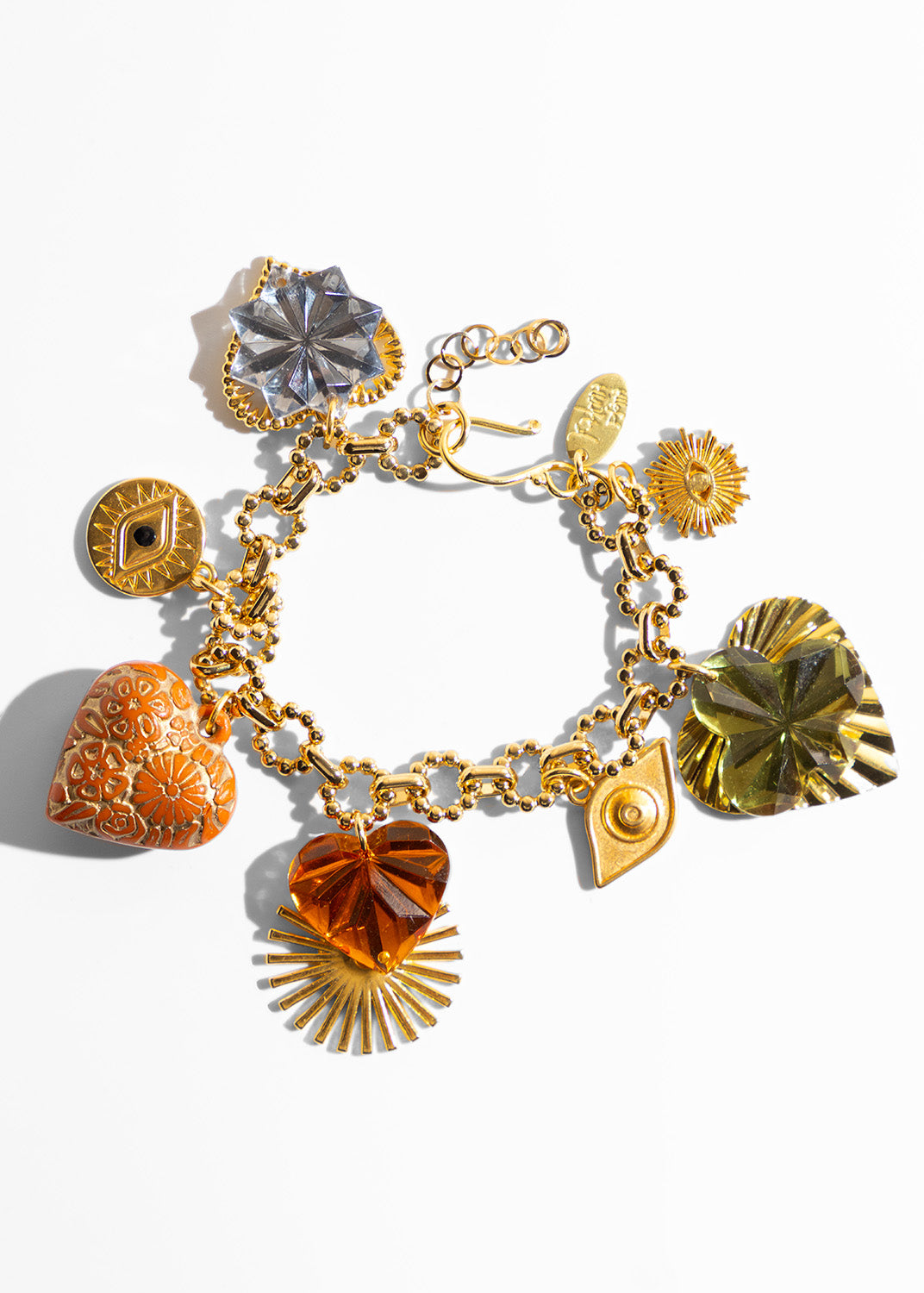 Katerina Psoma Colorful charm bracelet with various heart charms 