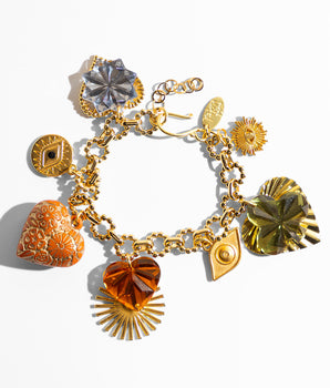 Katerina Psoma Colorful charm bracelet with various heart charms 