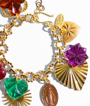 Katerina Psoma Colorful charm bracelet with various heart charms 