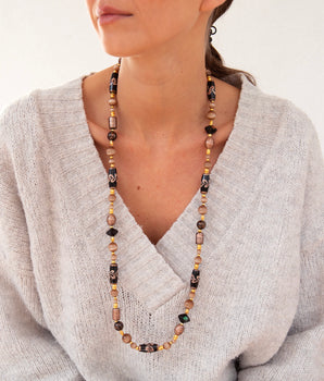 Katerina Psoma Rosalba Brown Long Necklace with beads
