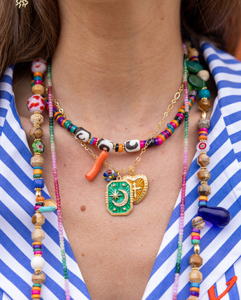 Katerina Psoma Short double row Necklace with colorful beads and charms