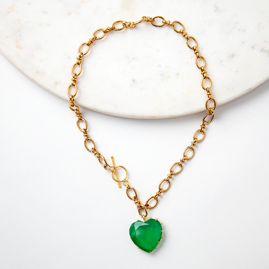Katerina Psoma chain necklace with green heart
