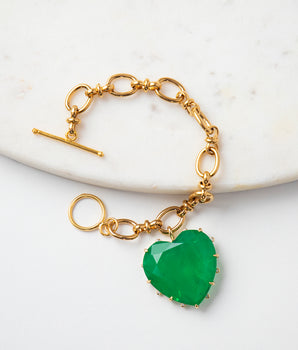 Katerina Psoma Chain Bracelet with Green Heart