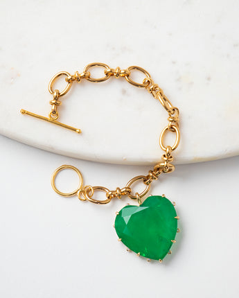 Katerina Psoma Chain Bracelet with Green Heart