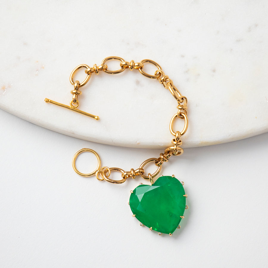Katerina Psoma Chain Bracelet with Green Heart