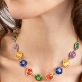 Katerina Psoma short necklace with semiprecious colored stones and crystals