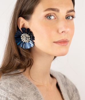 Katerina Psoma Didi Blue Flower Clip Earrings