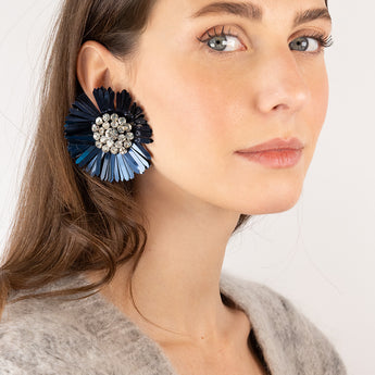 Katerina Psoma Didi Blue Flower Clip Earrings