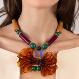 Katerina Psoma short resin necklace n brown and violet