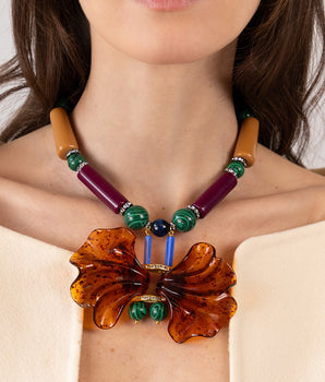 Katerina Psoma short resin necklace n brown and violet
