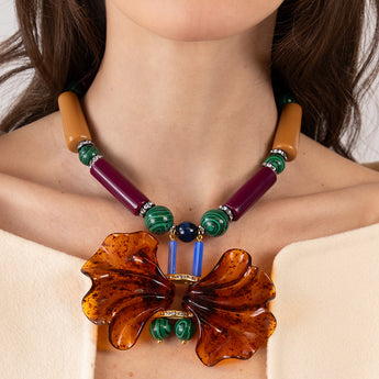 Katerina Psoma short resin necklace n brown and violet