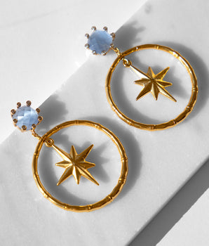 Katerina Psoma Aylin Hoop Blue Earrings with Star
