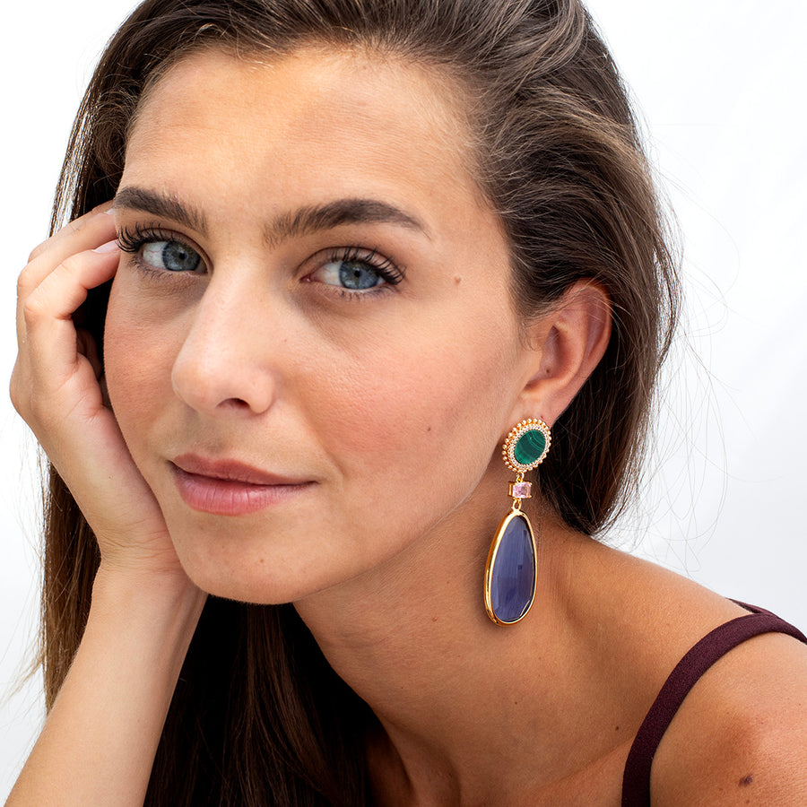 Eleanor Blue Dangle Earrings