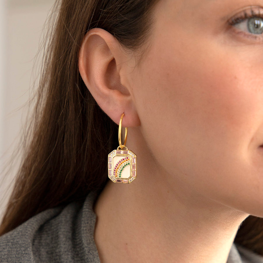 Katerina Psoma Drusilla Unmatched Hoops with colored hematite