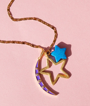 Katerina Psoma Long charm necklace turquoise star