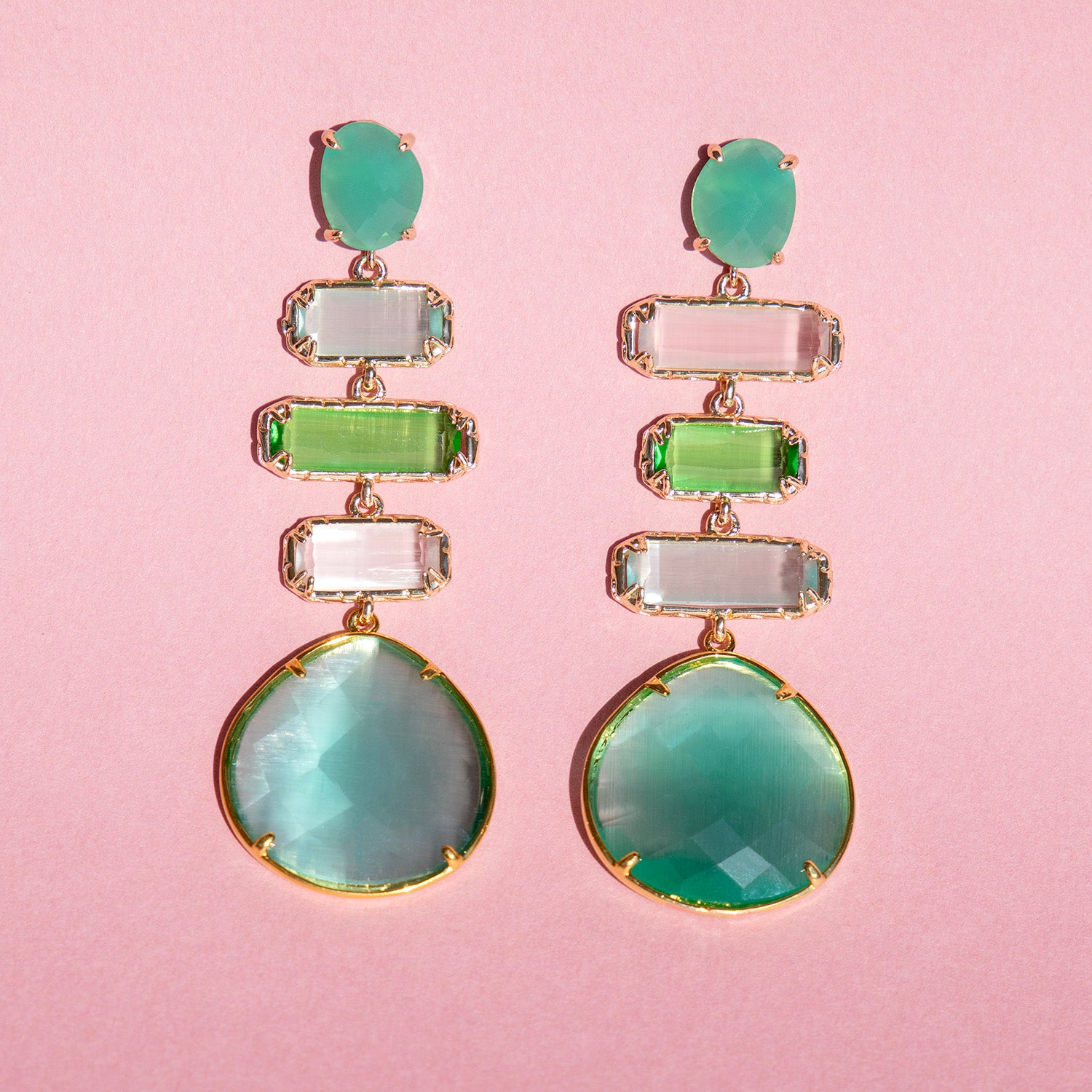 Katerina Psoma Dangle earrings with pastel faceted stones
