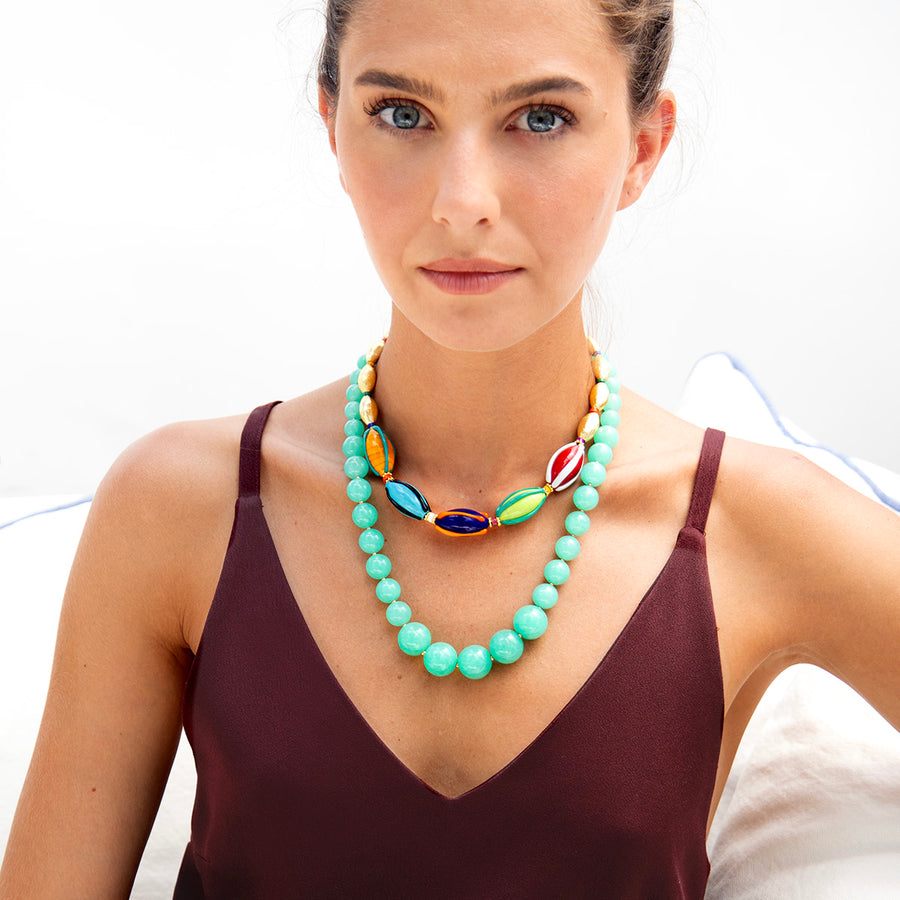 Katerina Psoma green necklace gold plated closure