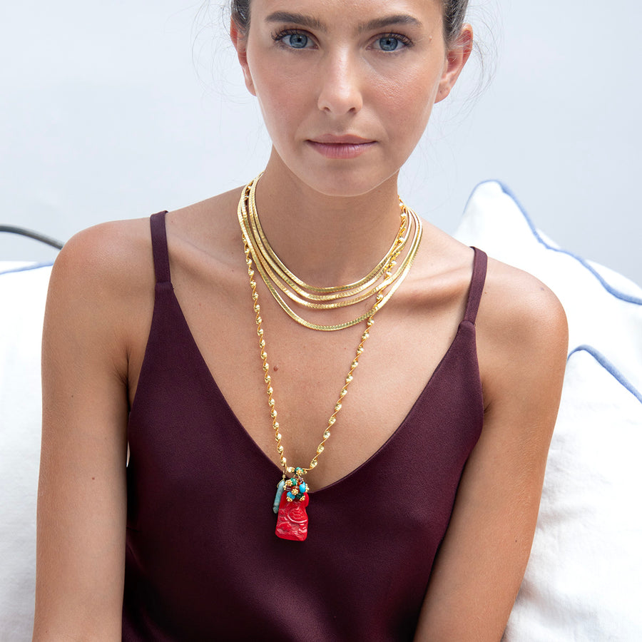 Katerina Psoma Red Coral Chain Necklace