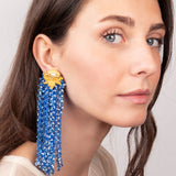 Katerina Psoma Blue
 dangle earrings with tassels