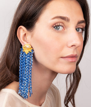 Katerina Psoma Blue
 dangle earrings with tassels