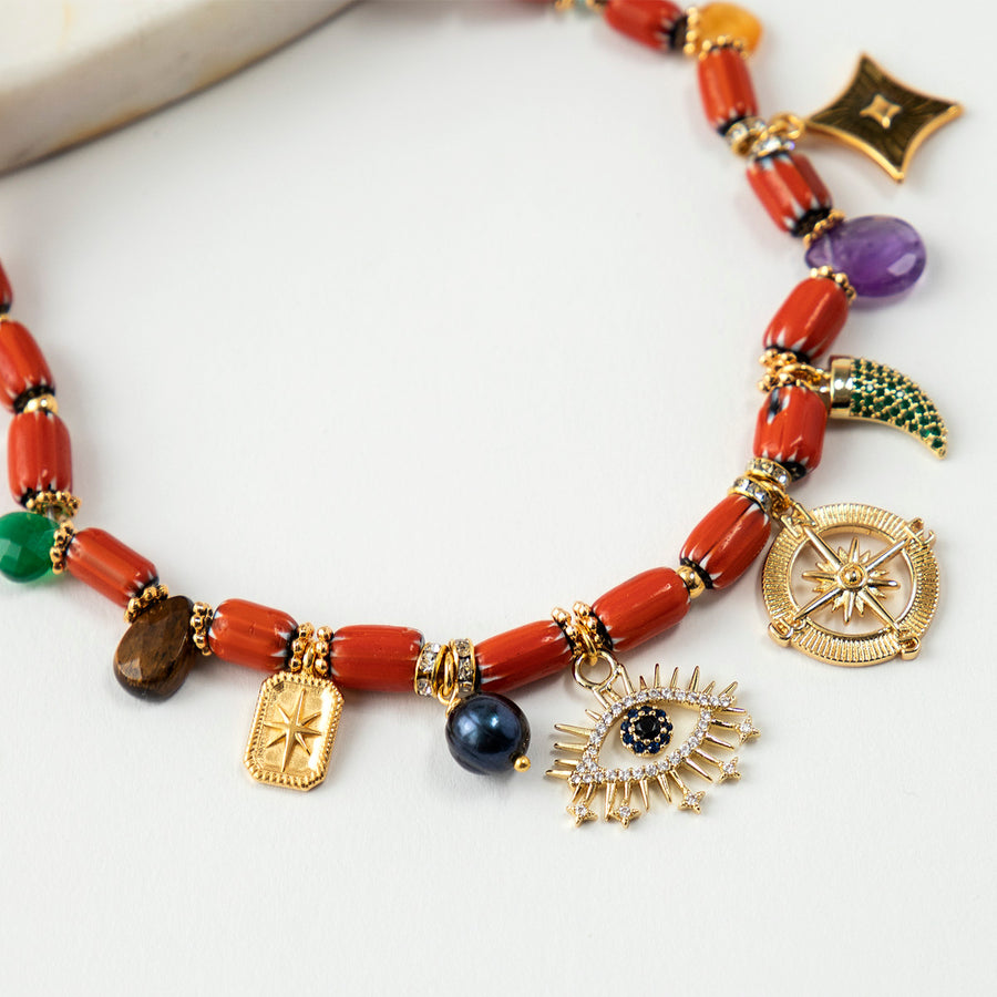 Lucilla Orange Short Necklace