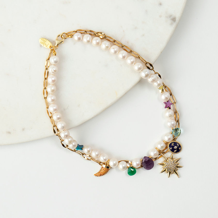 Katerina Psoma Margherite Necklace with White Pearls