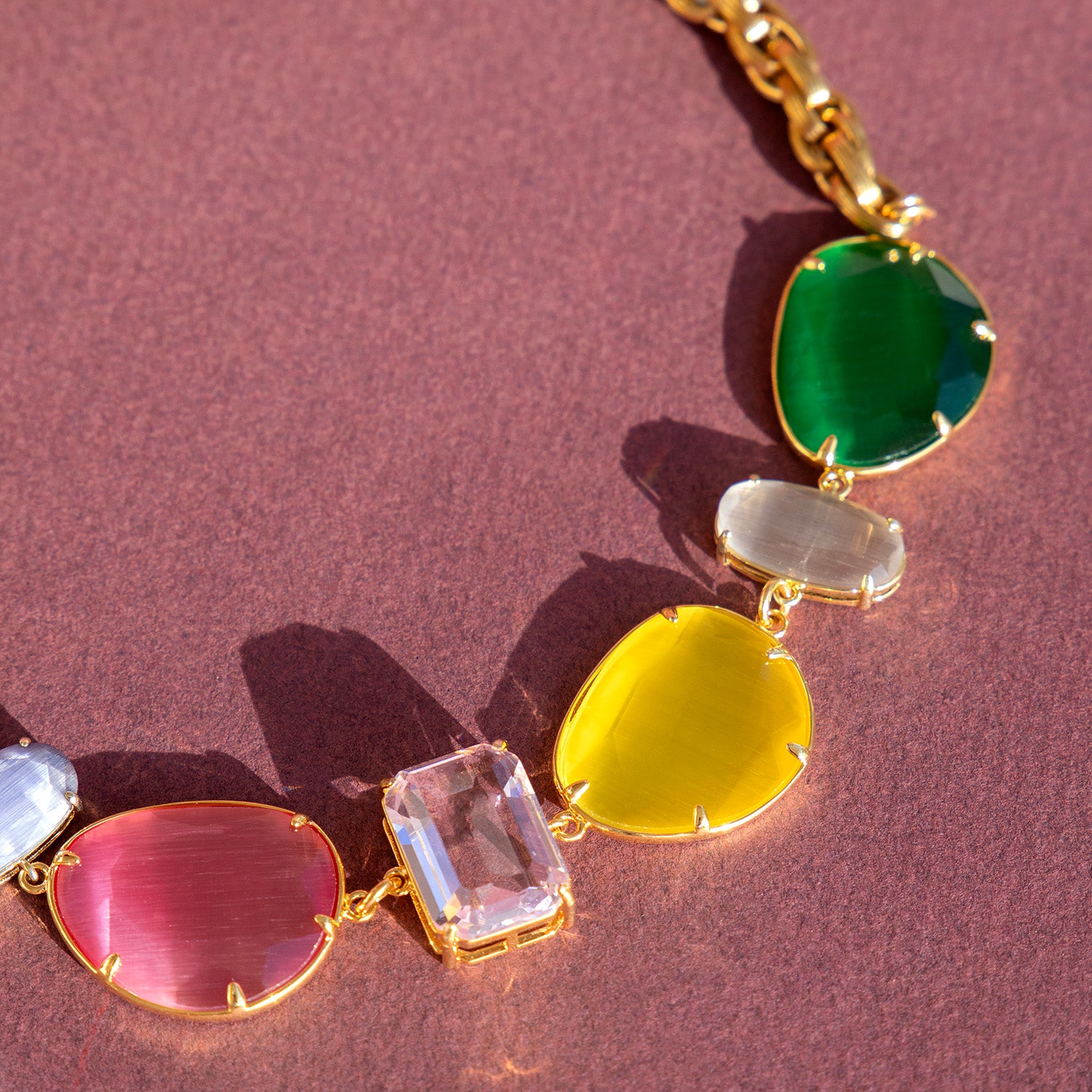 Katerina Psoma Short necklace with colorful beads and gold plated chain