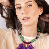 Katerina Psoma short resin necklace in green and violet