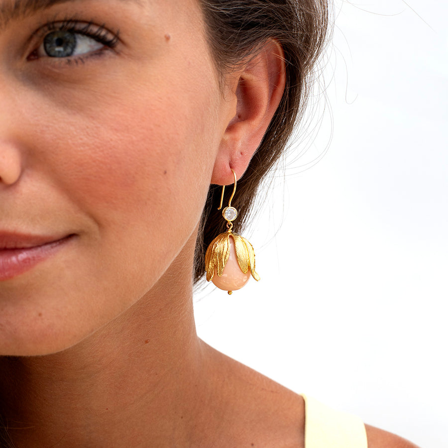 Katerina Psoma Coral Hook Earrings gold plated silver