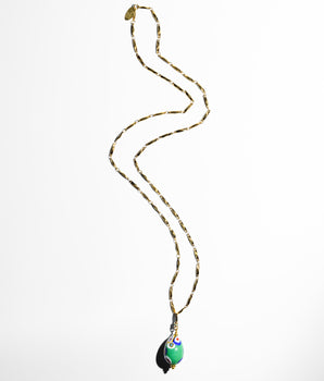 Katerina Psoma Easter Murano Egg with Gold plated chain murrina green